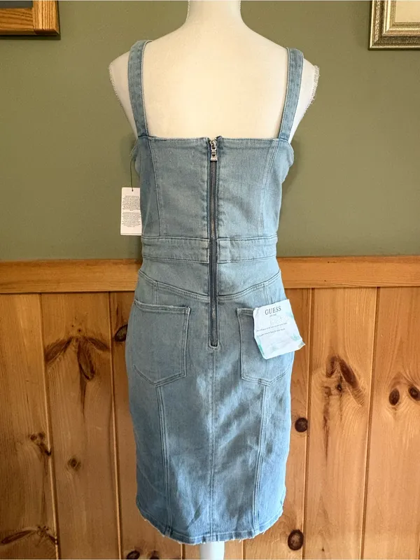 NWT GUESS Lidia Reborn Denim Dress L Light Wash Bustier Bodycon - Image 4