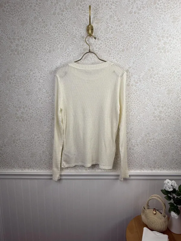 Pilcro from Anthropologie Cream Sheer Lightweight Layering Top - Size - Large - Image 5