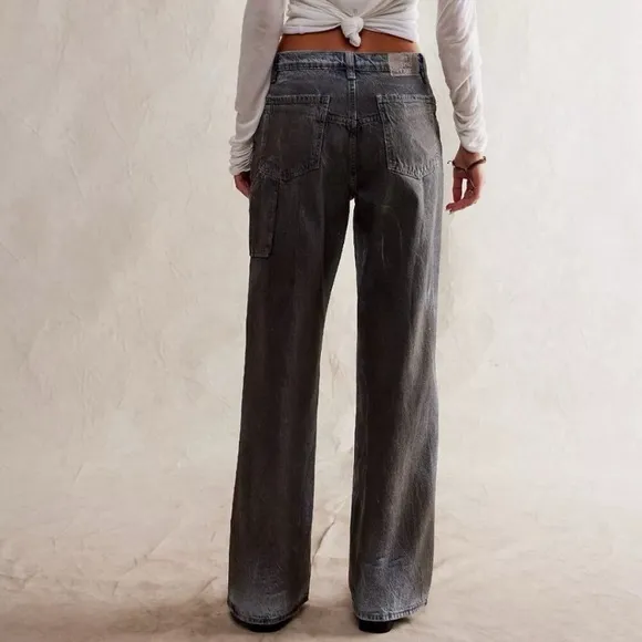 Free People Tinsley Baggy High Rise Straight Leg Shadow Of Your Love - Image 4