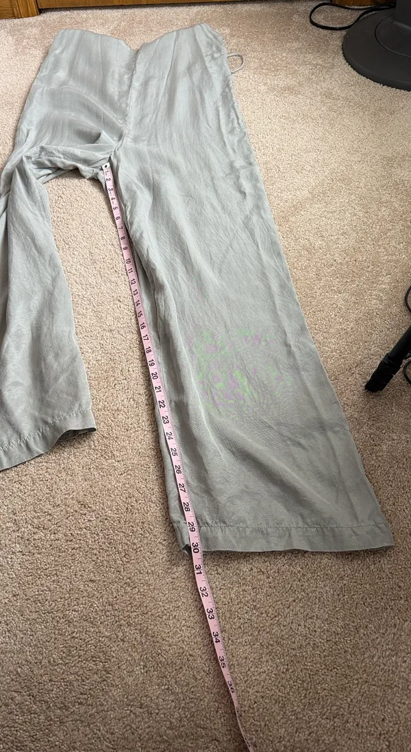 Zara Gray/Slate Spaghetti Strap Deep V-Neck Wide Leg Jumpsuit. Size Medium - Image 6
