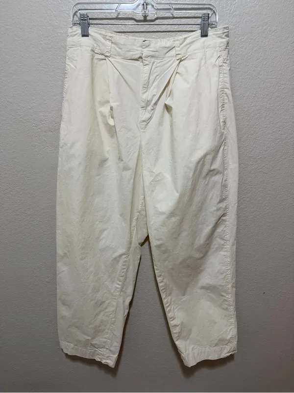Free People Luca Barrel Leg Pants Cream Cotton Poplin Size 12 - Image 2