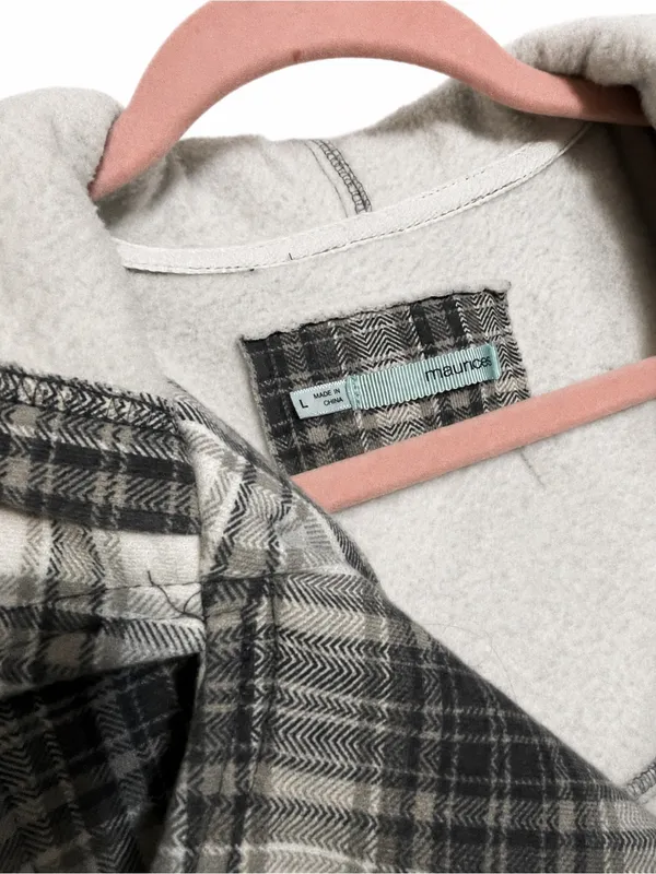maurices Plaid Double Breasted Hooded Pea Coat Jacket Women's Size L - Image 6