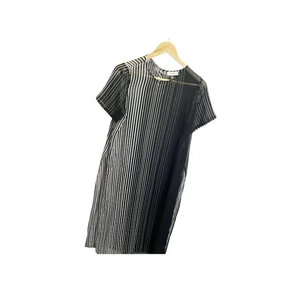 Calvin Klein Women's Black Striped Maxi Caftan Cover-Up Dress‎ Sheer M - Image 2