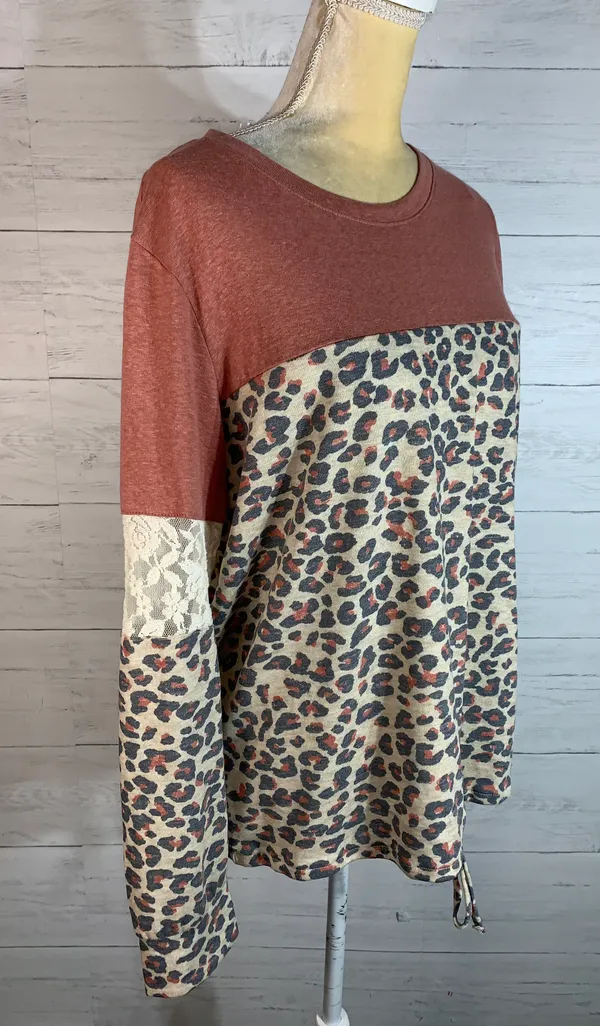 Jolt colorblock animal print lace pullover size XL womens - Image 7