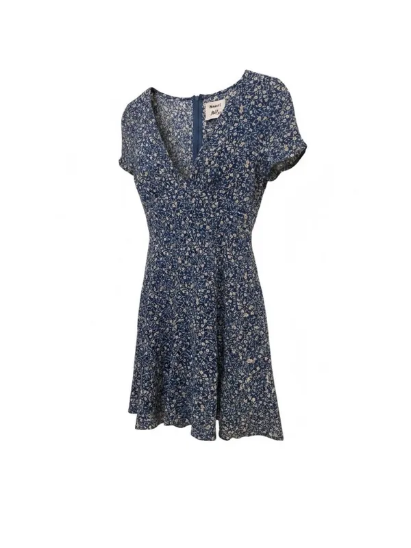 Princess Polly Blue Floral Wrap-Style Mini Dress Cotton and Rayon - Image 5