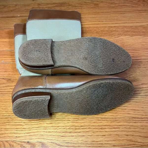 Vintage LL Bean Tan Canvas Leather Riding Equestrian boots 8.5 Neutral Classic - Image 7