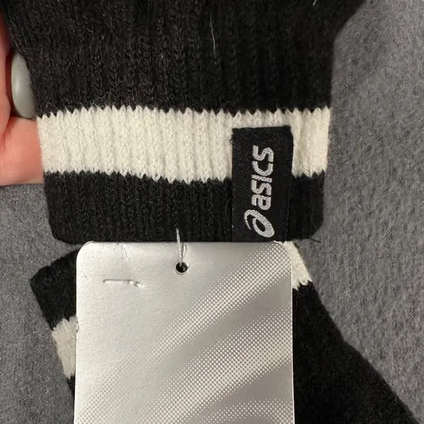 Asics‎ Womens L/XL Black White Knit Stripe Gloves ZC831-9001 NWT - Image 5