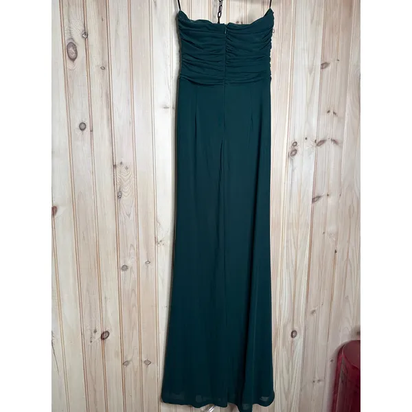 NWT Lulus Epitome of Allure Emerald Green Strapless Ruched Tulip Maxi Dress Sz M - Image 6