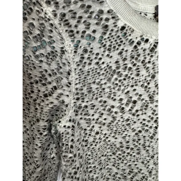 Free People We the Free Green‎ Distressed Sweatshirt Holes Sz XS 100% Cotton - Image 3