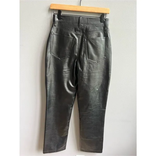 Abercrombie & Fitch NWT Vegan Leather 90s Straight Pant Ultra High Rise Black 27 - Image 10