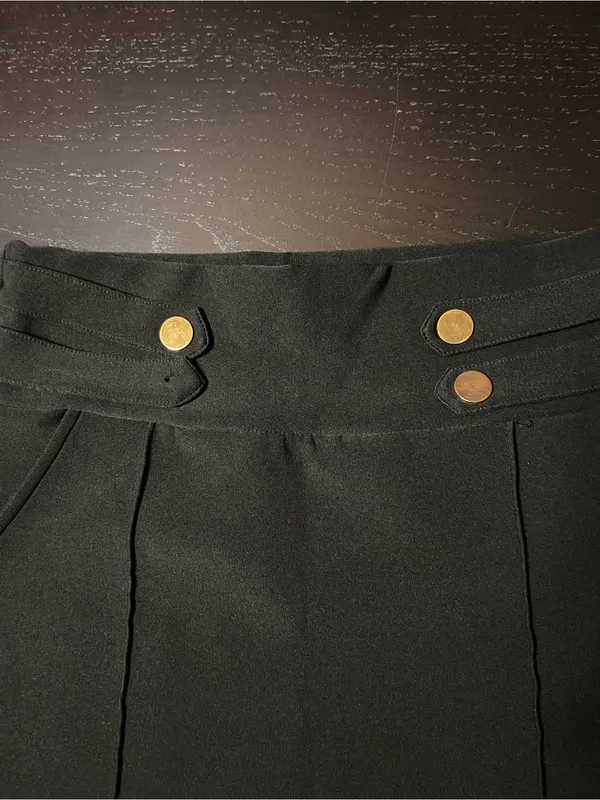 Harper Black Pencil Skirt with Gold Buttons - Image 2