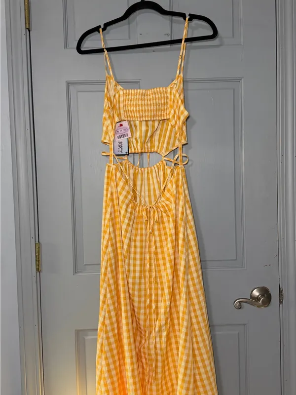 Yellow Gingham Cutout Tie - Image 2