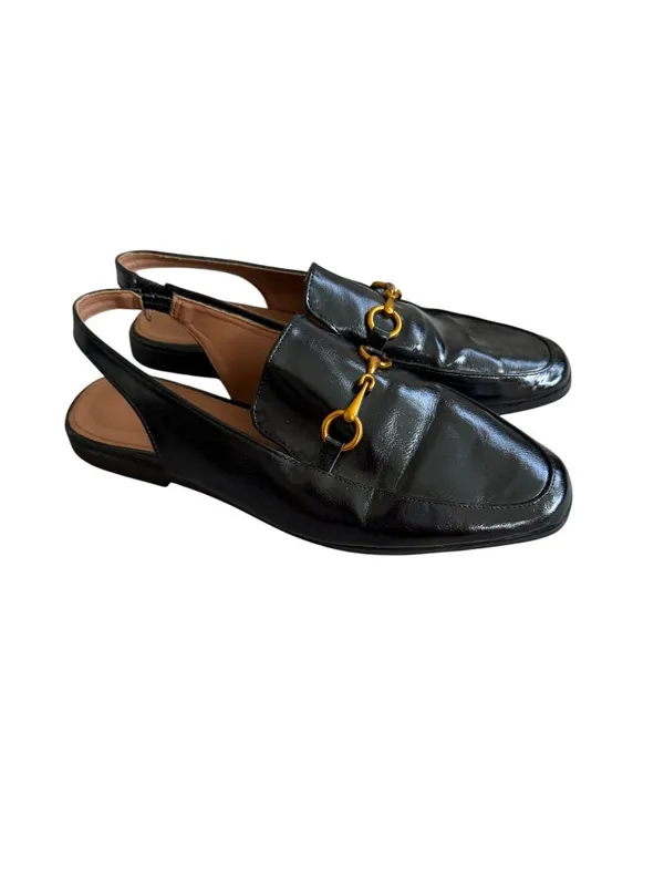BLACK PATENT Slingback Loafer Flats Size 38 US 7.5 - Image 3