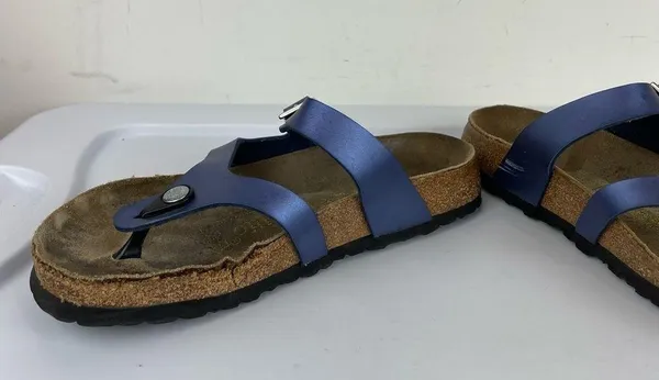 Birkenstock Papillio Metallic Purple Blue 2 Strap Thong Sandals Sz 39 / US 8 - Image 8