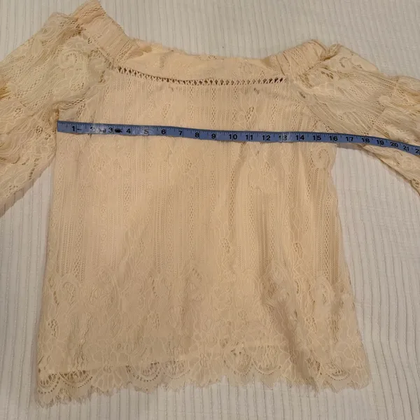 Taylor & Sage Boho Renaissance Cream Lace Off Shoulder Top Bell Sleeve Size S - Image 7