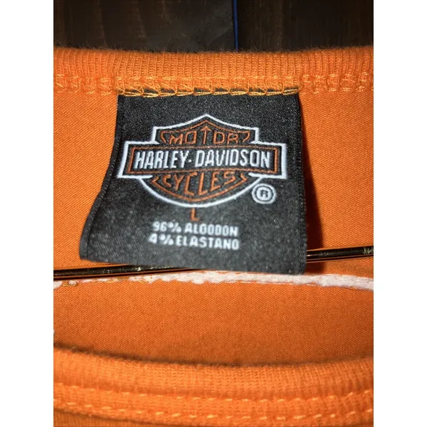 Harley Davidson Women's Large,‎ T-Shirt Top Orange Short Sleeve Cancun Mexico - Image 3