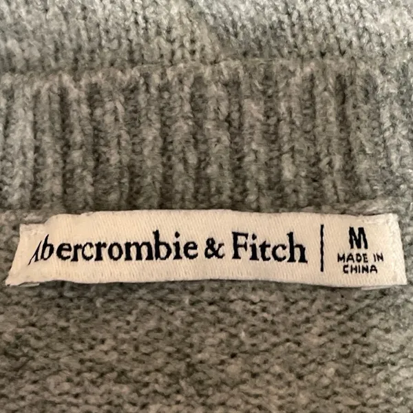 Abercrombie & Fitch Women's Gray Wool Short Sleeve Knit Crewneck Sweater Top M - Image 4