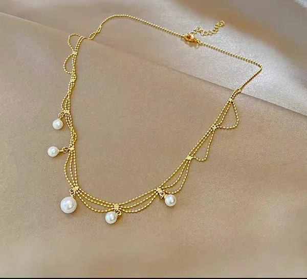 Gold Plated Pearl Necklace - Image 2
