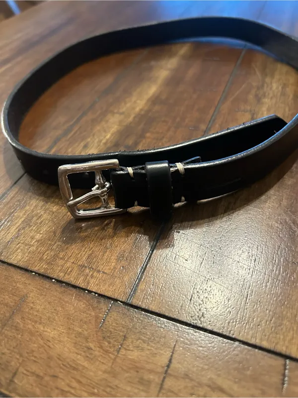 Women’s Coach Black Genuine Leather Belt Horsebit Buckle Silver Tone Approx. 35” - Image 5