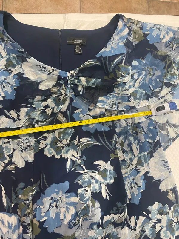 R & M Richards Navy Floral A-Line Dress with Blue Blooms - Image 4