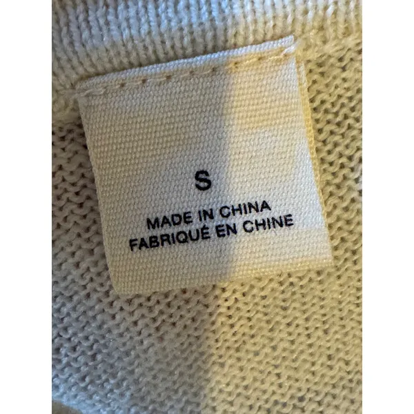 Moth‎ Anthropologie Sweater Women Small Ivory Knit Peplum Tie Back Short Sleeve - Image 9