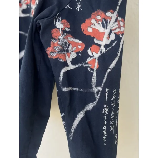 VTG Jess & Jane Art of Asia Zip Jacket Black Floral Embellished Rhinestone USA - Image 4