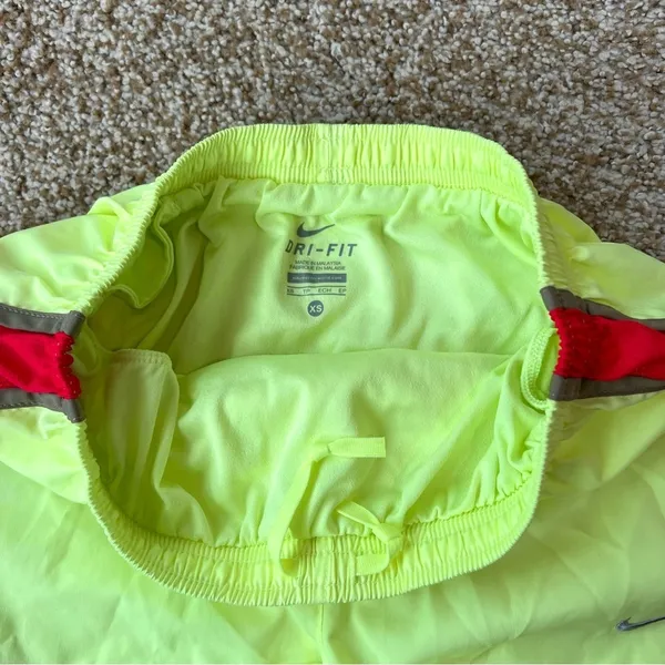 Nike Dri-Fit Tempo 3” High Rise Neon Yellow and Red Track Running Shorts Size XS - Image 6