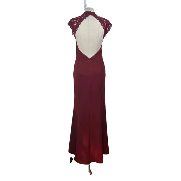 Lulus Crazy About You Burgundy Backless Lace‎ Maxi Dress Size Medium - Image 7
