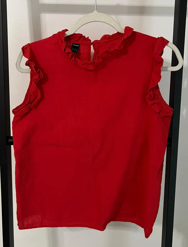 SheIn Red Ruffle Sleeve Top - Image 3