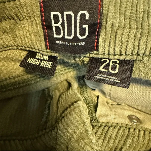 BDG Urban Outfitters Mom High Rise Corduroy Pants Green Size 26 - Image 5
