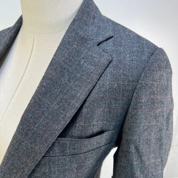 Polo Ralph Lauren Plaid Blazer Vintage Wool Gray USA Made - Image 2