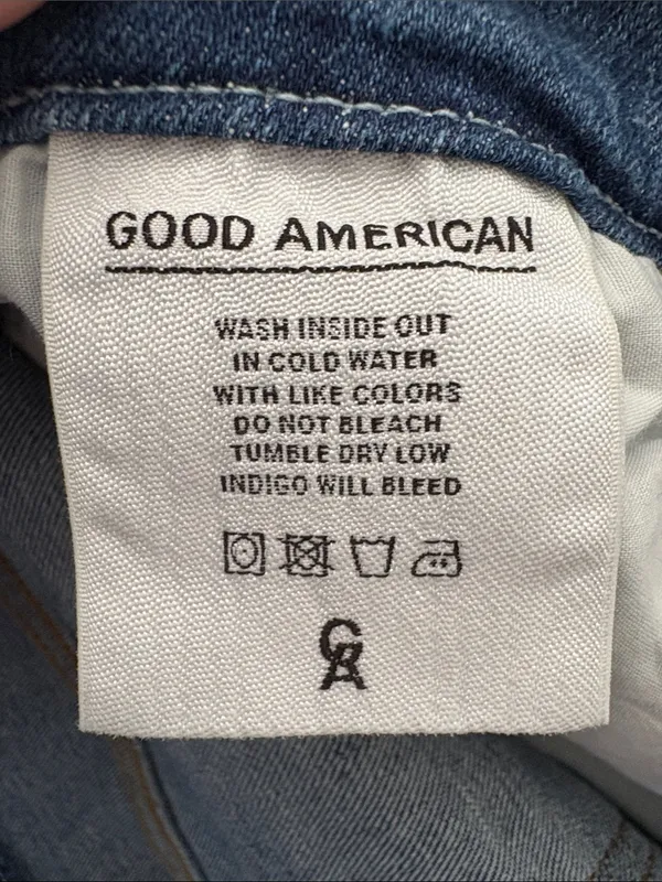 Good American Good Waist Frayed Hem Jeans Blue Size 8 - Image 6