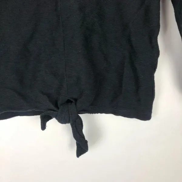 Madewell Texture & Thread Long Sleeve Tie-front Black Top - Image 7