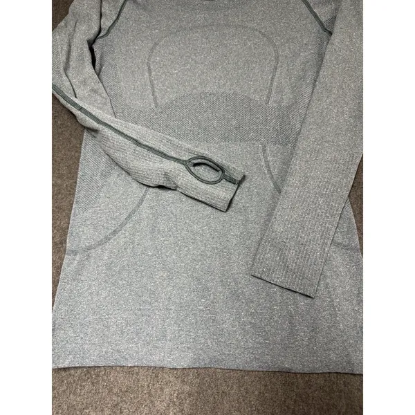 Lululemon Swifty Tech Long Sleeve Size 6 Green Athletic Running‎ Shirt Top Logo - Image 2