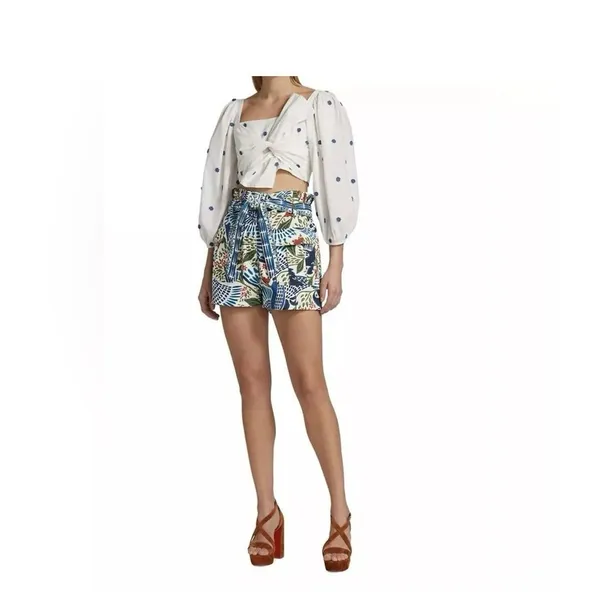 NWOT Farm Rio Flower-Embroidered Cotton Crop Top Size XL‎ - Image 7