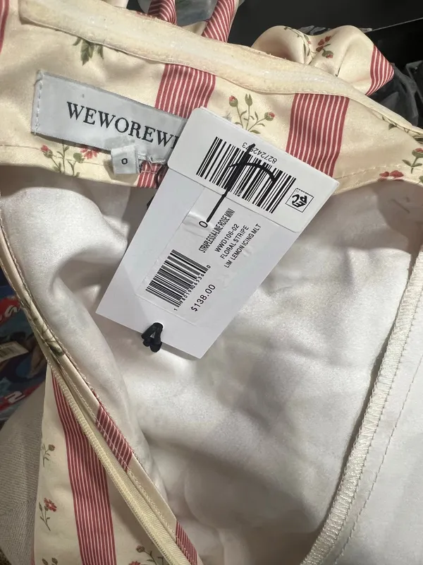 WeWoreWhat Cream and Pink strapless Floral Mini Dress size 0 NWT - Image 4