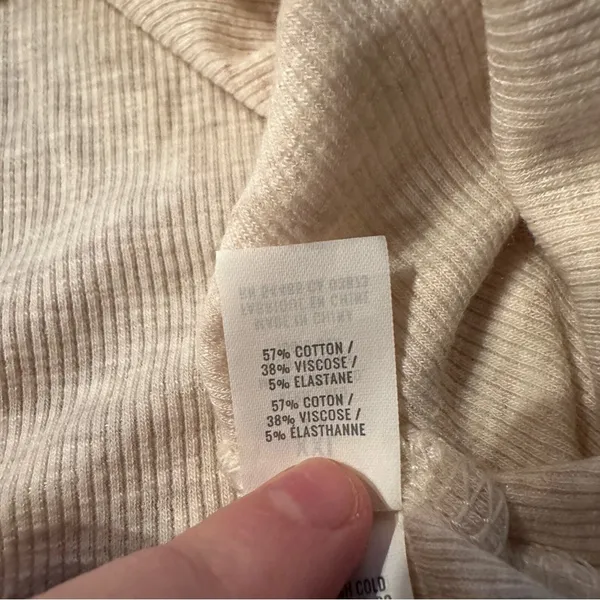 Aerie Cream Long Sleeve Ribbed Knit Crewneck Pullover Top Sz‎ XXL NEW - Image 6