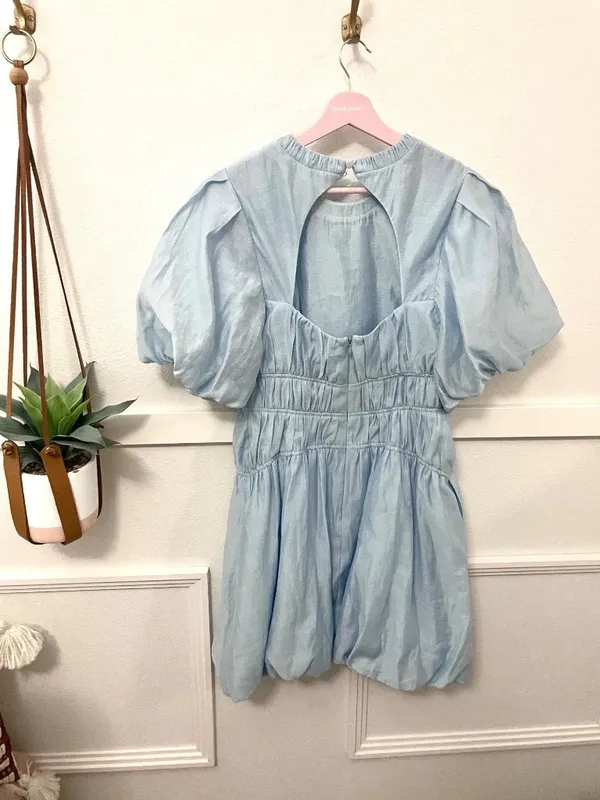 Jonathan SIMKHAI Echo Pleated Organdy Bubble Hem Mini Dress 8 Coquette - Image 4