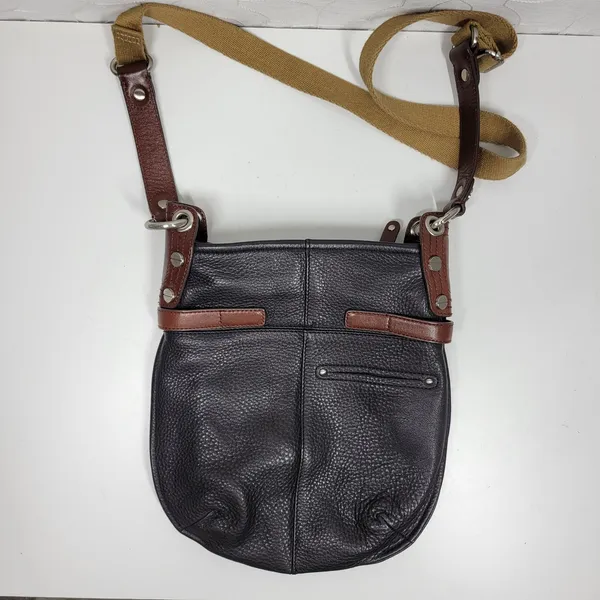 Vintage B Makowsky Pebbled Leather Crossbody Womens Black Bridle Buckle Logo - Image 12