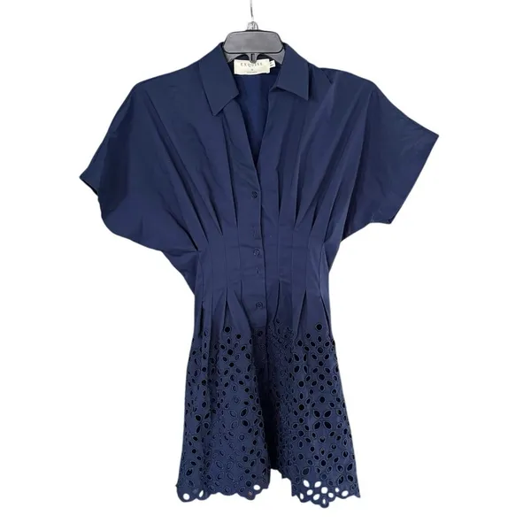 Anthropologie Exquise Navy Tobie Mini Shirt Dress Size XS - Image 2