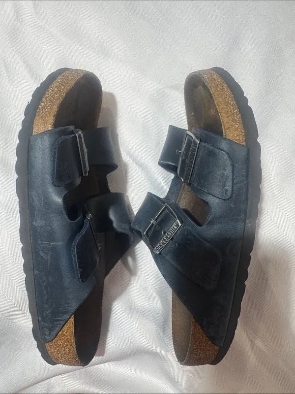 Birkenstock Navy Double-Buckle Slide Sandals - Image 2