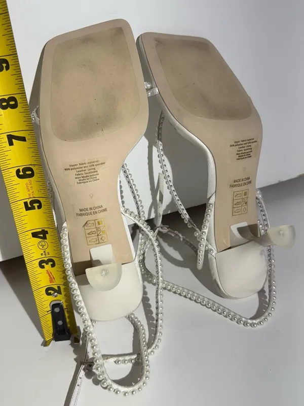 NWOT Free People Jeffrey Campbell White Pearl-Strap Kitten Heel Sandals - Image 12