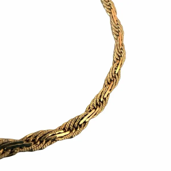 Vintage Gold Tone Woven Braided Textured Chain Necklace - Image 5