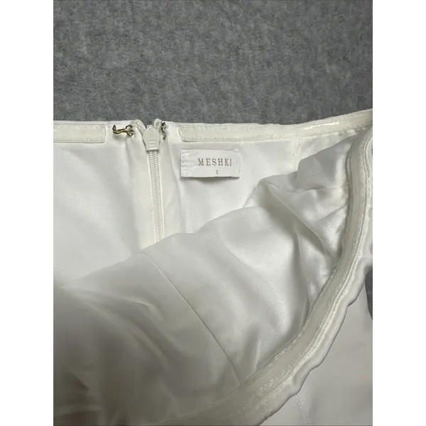 Meshki Strapless White Mini Dress with Seam Detailing - Image 4