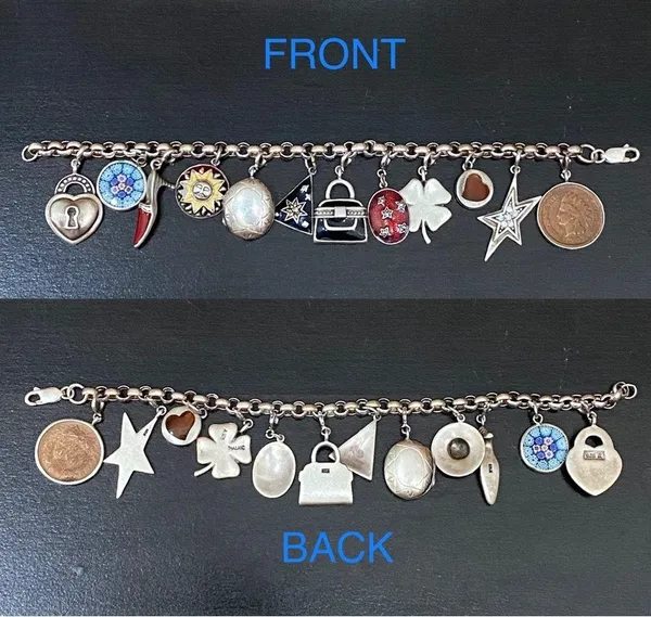 Sterling Silver Vintage 925 12 Charms Bracelet - Image 13