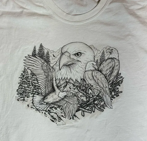 Bold Headed Eagle White Graphic T - Image 3
