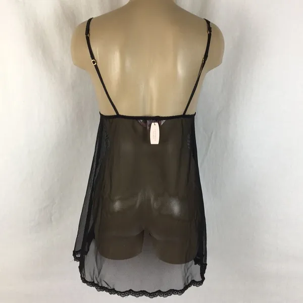 Victoria's Secret Very Sexy Black Sheer Open Front Lace Top Sleep Dress S - Image 4