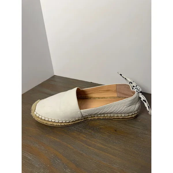 Kate Spade White Leather Espadrille Flats Shoes Size 7.5 Bow Coastal Preppy - Image 5
