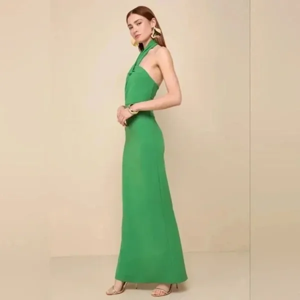 Lulus Mesmerizing Perfection Green Halter Neck Backless Maxi Dress Size S - Image 4