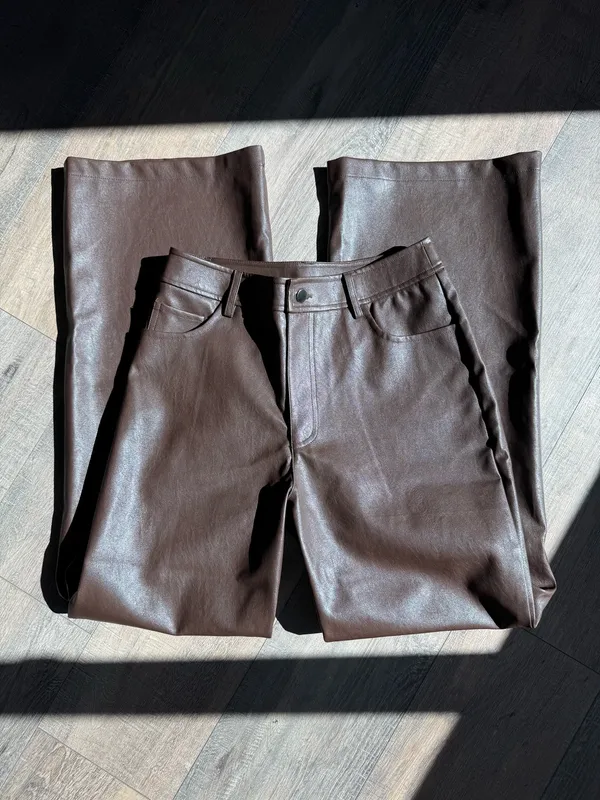 Francesca’s Brown Faux Leather Pants - Image 3